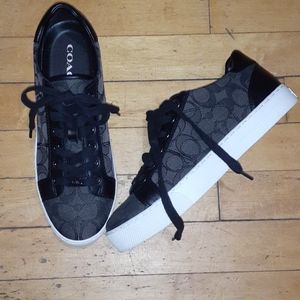 Black and gray Coach sneakers